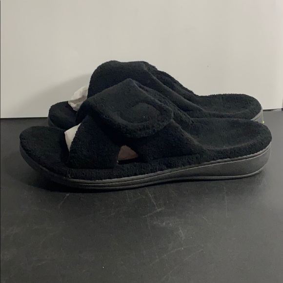 VIONIC TERRY CLOTH SLIPPERS BLACK LADIES SIZE 9 - Picture 2 of 6